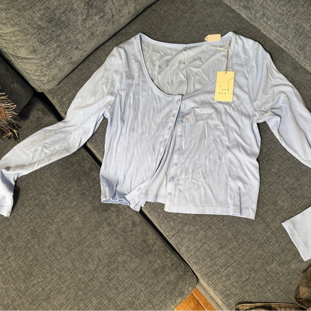 Lightweight Blue Cardigan Sweater